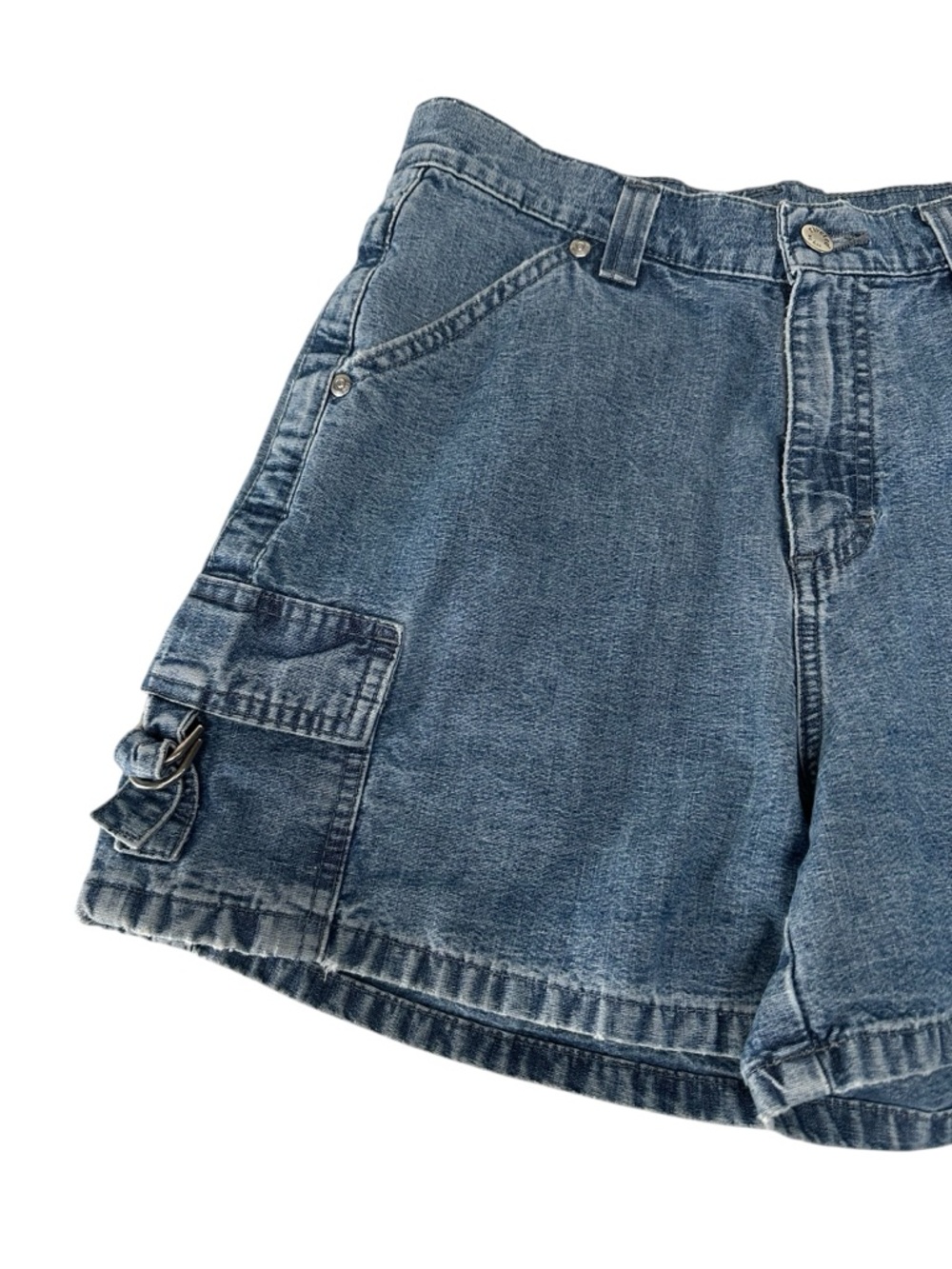 RIVETED BY LEE VINTAGE / Blue Denim High Waisted Shorts Cargo Pockets / Size 4 - Picture 3 of 9